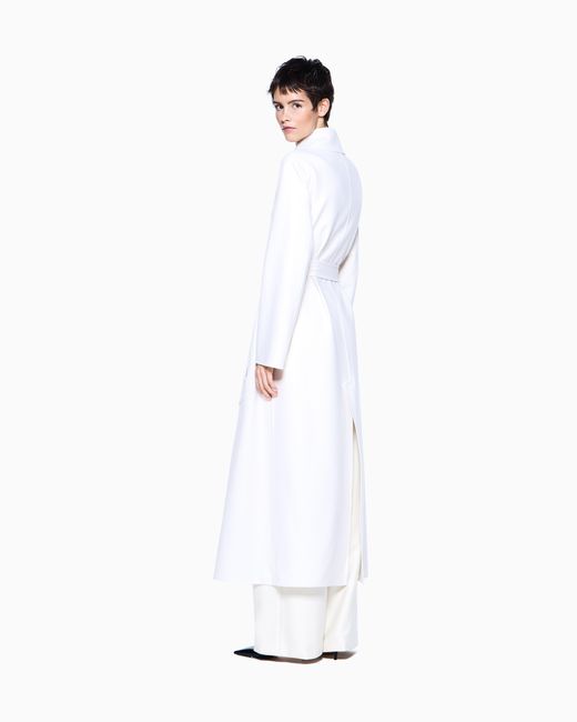 Giorgio Armani White Virgin-Wool Long Coat