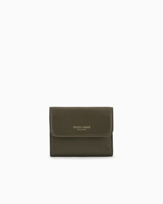 Giorgio Armani Green Leather Trifold Wallet