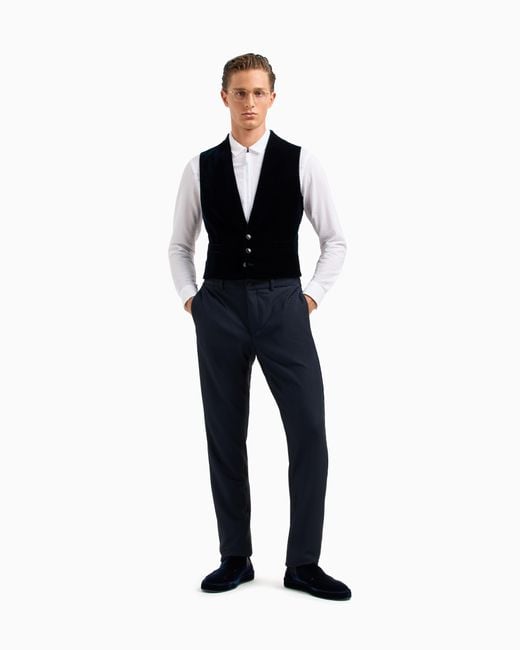 Giorgio Armani Blue Flat Front Trousers for men