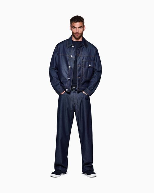 Giorgio Armani Blue Cotton And Silk Denim Blouson Denim Collection for men