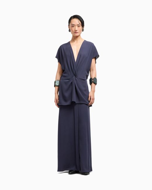 giorgio armani long triple silk georgette dress Giorgio Armani Belted Dress