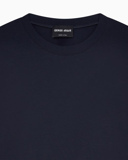 Giorgio Armani Blue Jersey T-Shirt With A Crew Neck And Short Sleeves