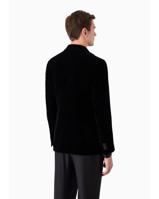 Giorgio Armani Black Icon George Line Single-breasted Stretch-velvet Jacket for men