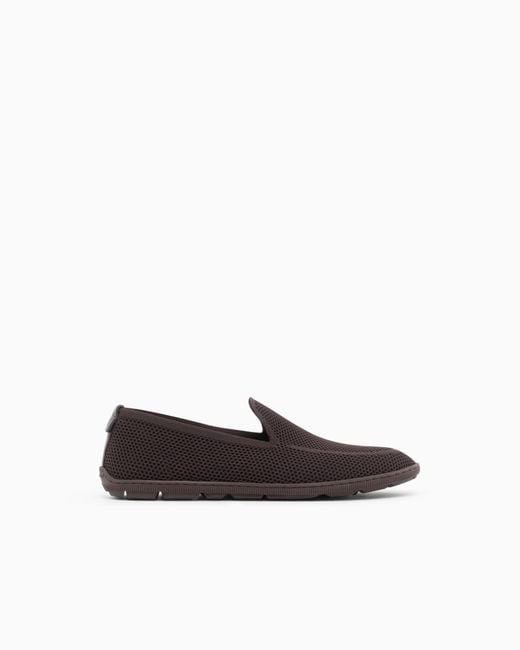 Giorgio Armani White Breathable Mesh Slip-On Sneaker With Leather Inserts for men