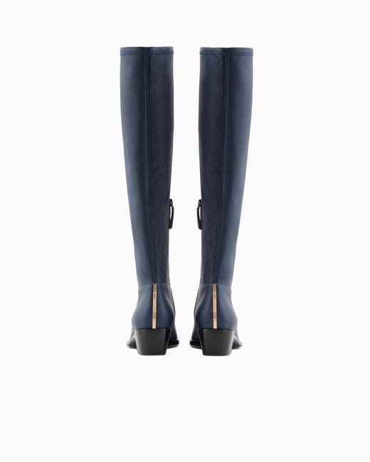 Giorgio Armani Blue Stretch Nappa-Leather Boots