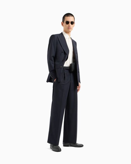 Giorgio Armani Blue Virgin Wool And Cashmere Double-Breasted Royal Line Suit for men