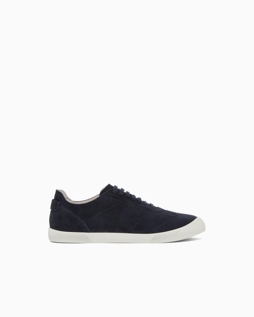 Giorgio Armani Blue Suede Sneakers for men