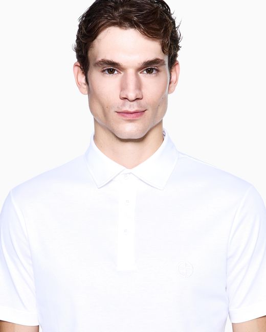 Giorgio Armani White Interlock Polo for men