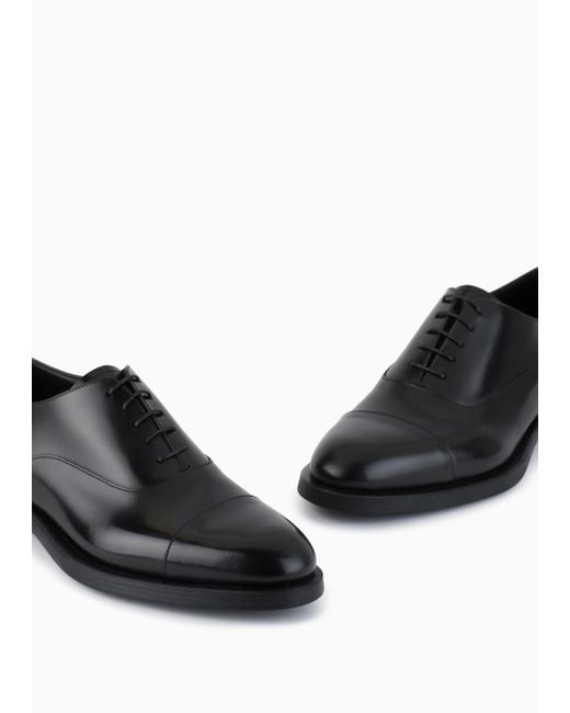 Giorgio Armani Black Gradient Leather Oxford Shoes for men