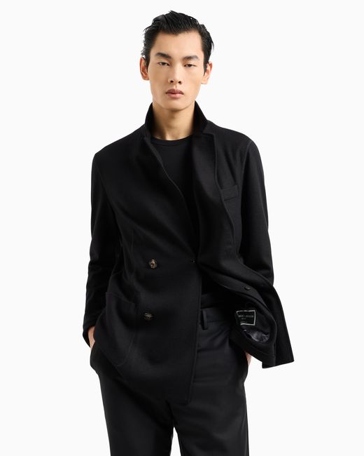 Veste Croisée Icon En Interlock De Cachemire Foulé Giorgio Armani pour homme en coloris Black