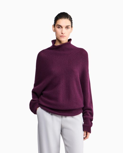 Giorgio Armani Purple Oversized Turtleneck Sweater