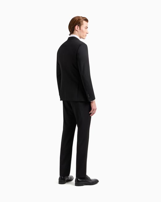 Giorgio Armani Einreihiger Anzug Der Soho-Linie Aus Wolltwill in Black für Herren