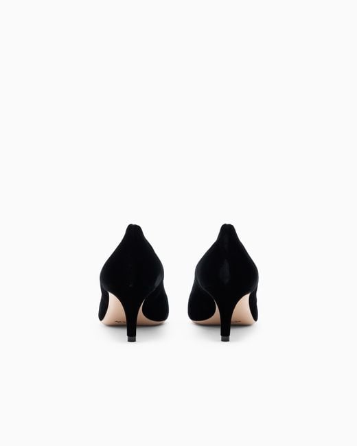 Giorgio Armani White Velvet Kitten Heel Pump