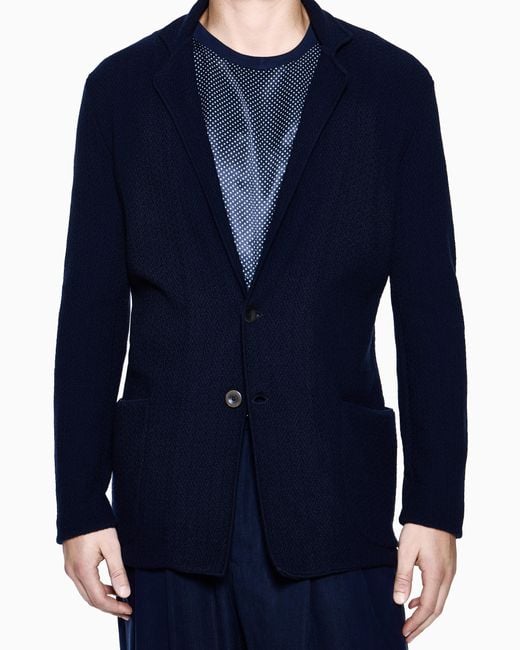 Giorgio Armani Blue Single-Breasted Jacket for men