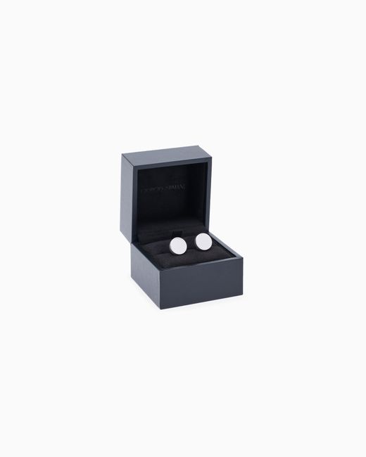 Giorgio Armani White Sterling Cufflinks With Milleraies Insert for men