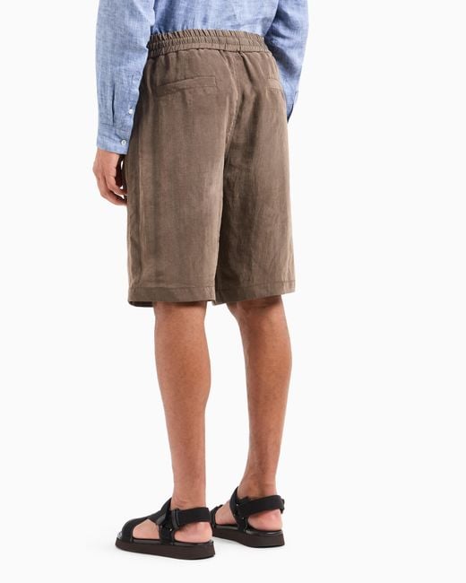Bermudas De Tela De Lyocell Efecto Desteñido Giorgio Armani de hombre de color Natural