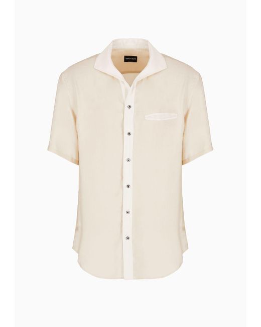 Giorgio Armani Natural Short-sleeved, Lyocell And Silk Shirt for men
