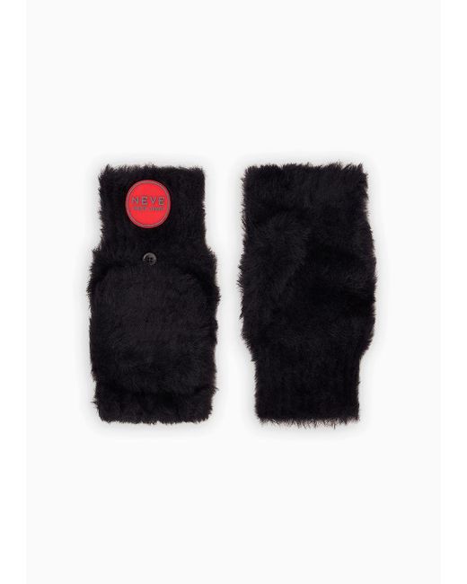 Giorgio Armani Black Neve Sheepskin-effect Fabric Gloves for men