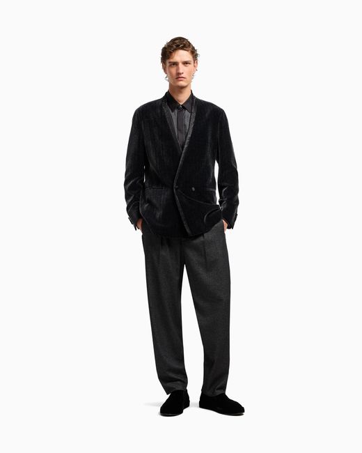 Veste De Smoking Croisée Giorgio's En Velours Imprimé Chevron Giorgio Armani pour homme en coloris Black