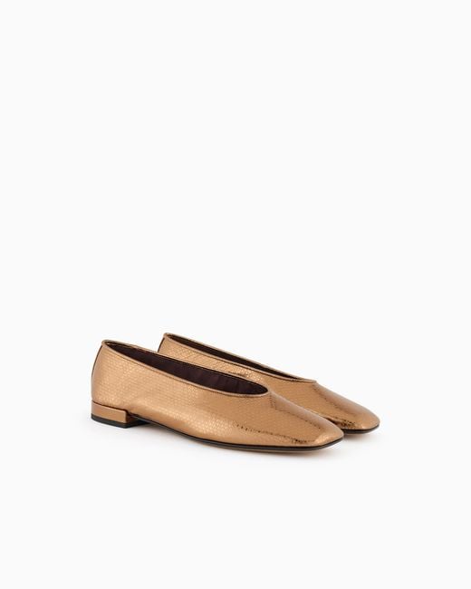 Giorgio Armani White X 10 Corso Como Lamé Leather Ballerinas