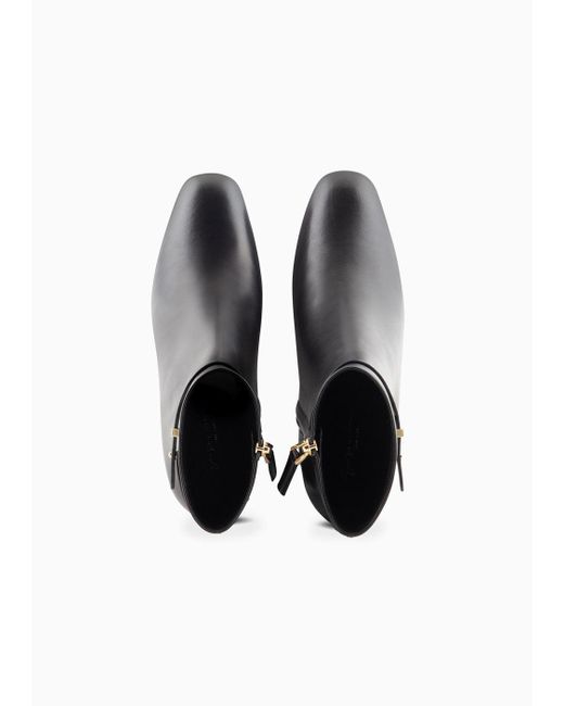 Giorgio Armani Black Nappa-leather Heeled Ankle Boots