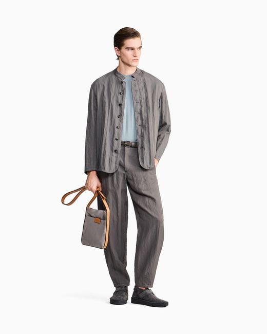 Giorgio Armani Gray Chevron Knitted T-Shirt for men