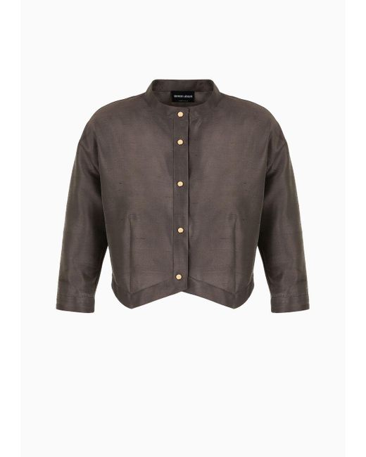 Giorgio Armani Gray Short Shirt In Silk Shantung