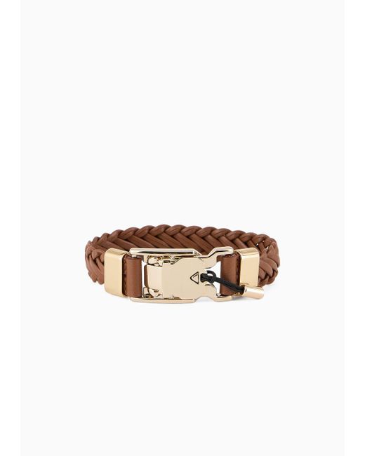 Giorgio Armani White Woven-leather Bracelet for men