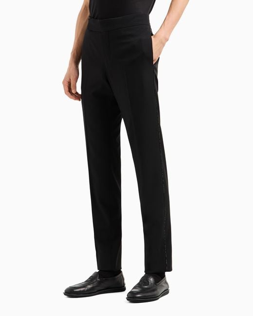 Pantalon Sans Pinces En Crêpe De Laine Giorgio's Giorgio Armani pour homme en coloris Black
