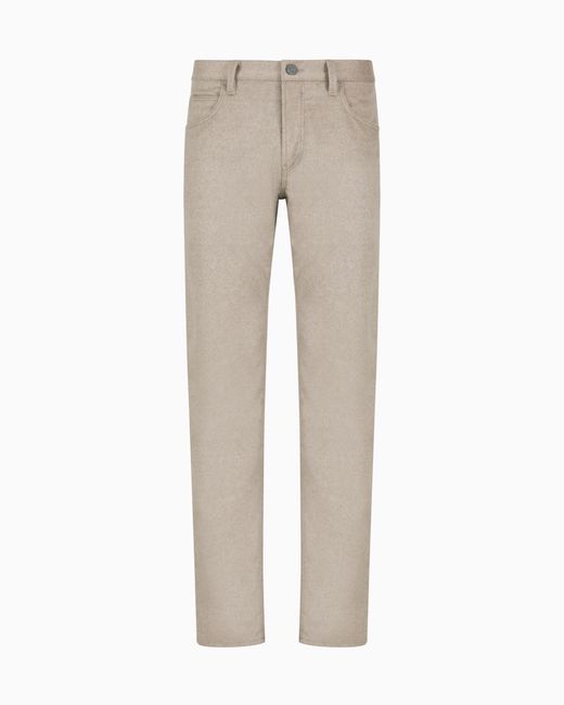 Giorgio Armani Gray Regular-Fit Five-Pocket Cotton-Denim And Silk Trousers for men