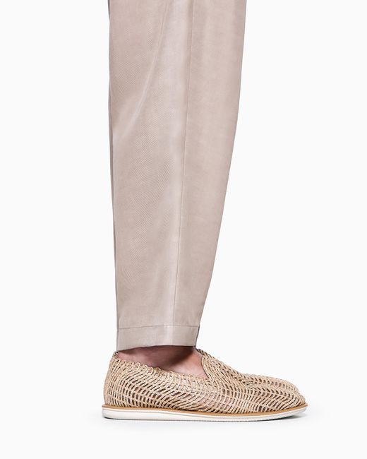 Giorgio Armani White Loafers With Cornely Embroidery for men