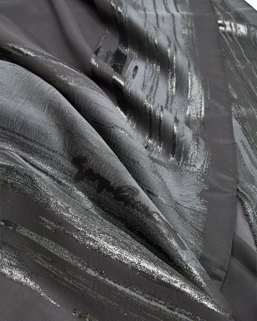 Estola De Seda Y Tejido Laminado Giorgio Armani de color Gray