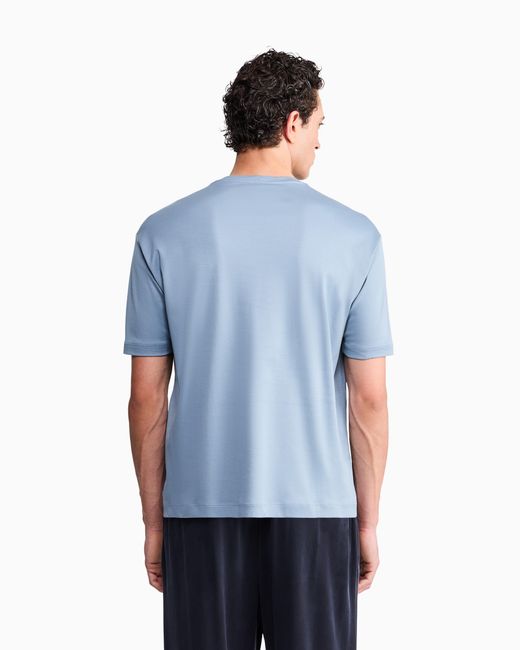 Giorgio Armani Blue T-Shirt Regular Fit Organic Cotton Interlock Jersey for men