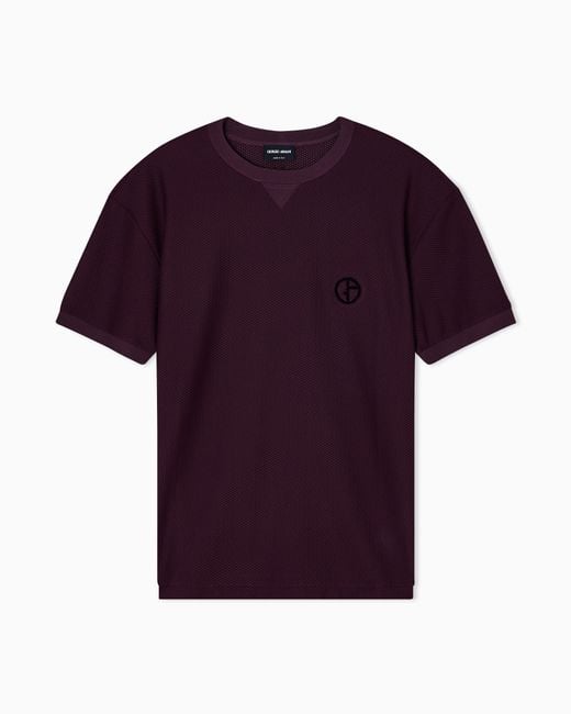 Camiseta De Cuello Redondo En Punto Gofrado Técnico Giorgio Armani de hombre de color Purple