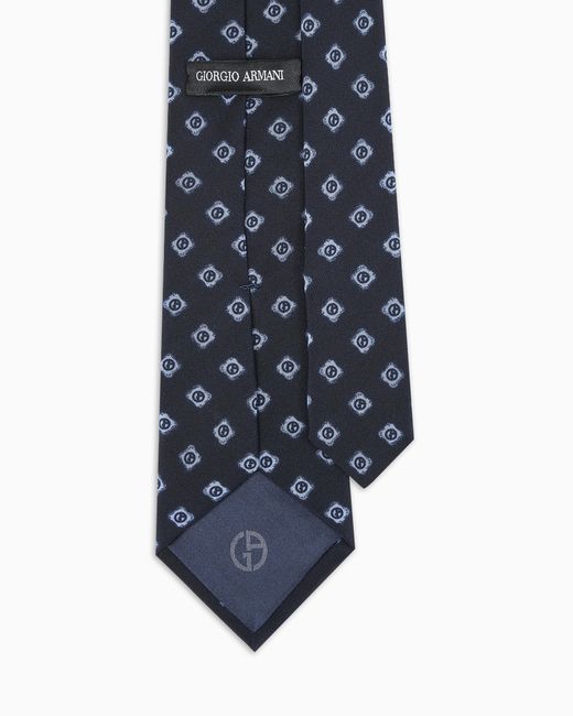 Giorgio Armani Blue Printed Silk Tie for men