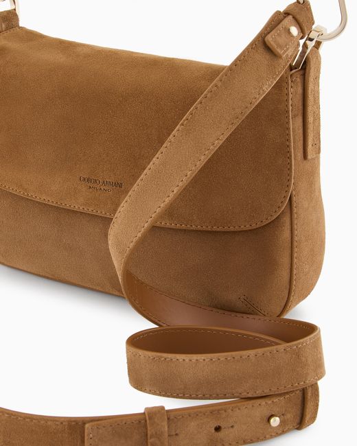 Giorgio Armani Brown Small La Prima Soft Suede Handbag