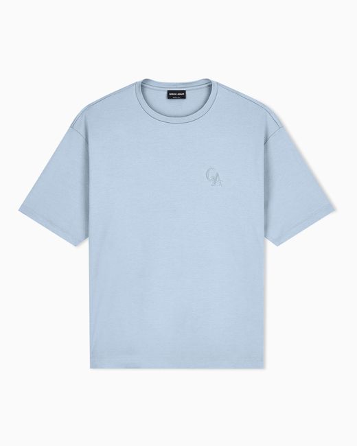 Giorgio Armani Blue T-Shirt Regular Fit Organic Cotton Interlock Jersey for men