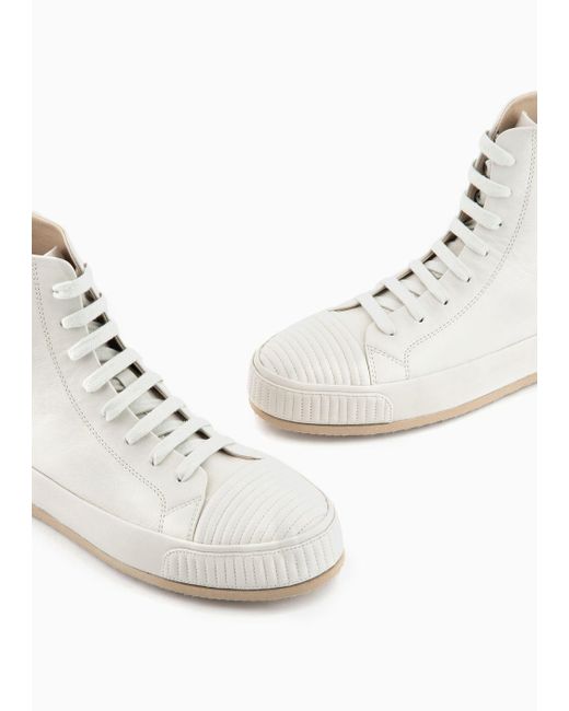 Giorgio Armani White High-top Nappa-leather Sneakers