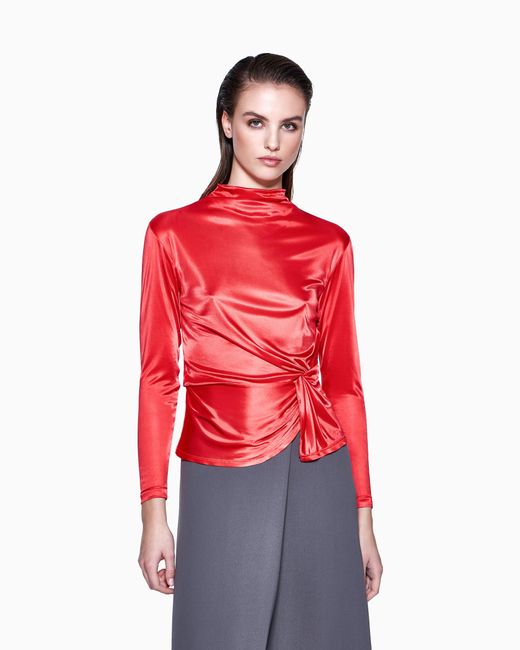 Giorgio Armani Red Viscose Jersey Long-Sleeved Jumper