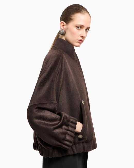 Giorgio Armani Brown Alpaca And Wool Pea Coat