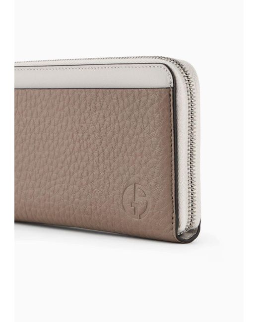 Giorgio Armani White Two-toned Leather Wallet With Wraparound Zip for men