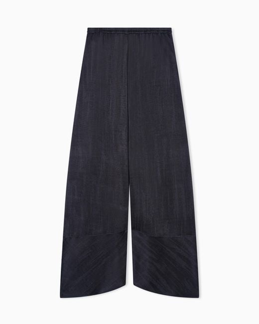 Giorgio Armani Blue Viscose Jacquard Jersey Wide-Leg Trousers