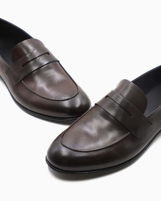 Giorgio Armani White Classic Calf Leather Penny Loafers for men