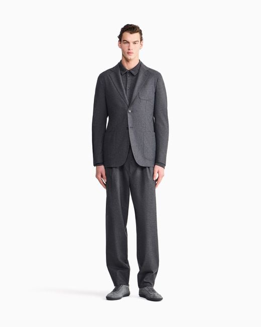 Giorgio Armani Gray Trouser Cashmere Regular Fit Solid Stretch Drap for men