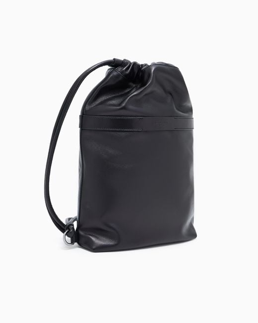 Giorgio Armani Black Medium Nappa-Leather Crossbody Bag for men