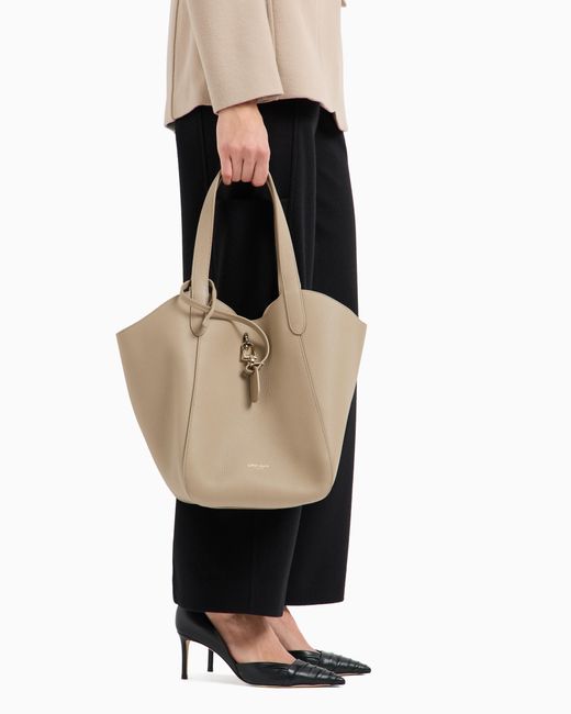 Giorgio Armani Natural Pebbled Bag With A Removable Inner Pouch
