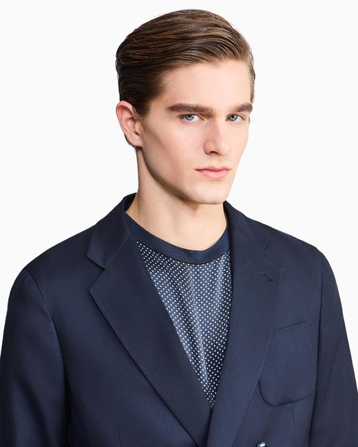 Giorgio Armani Blue Upton Line Double-Breasted Jacket for men