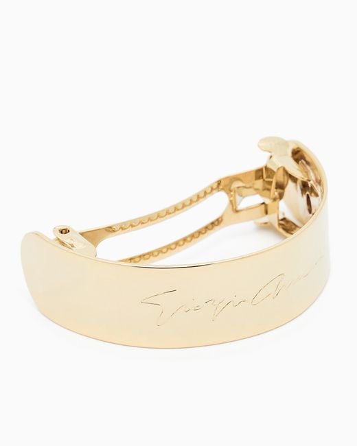 Giorgio Armani White Metal Scrunchie With Signature Logo