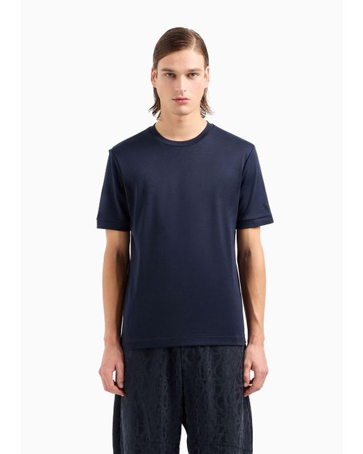 Giorgio Armani Blue Asv Organic Cotton Interlock Crew-neck T-shirt for men