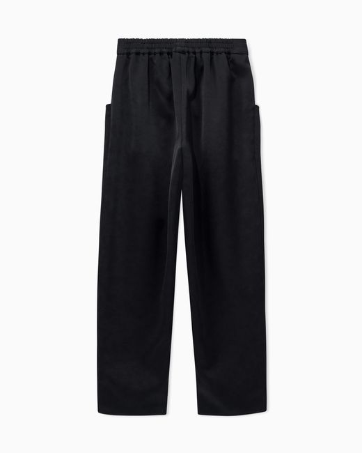 Giorgio Armani Blue Trousers Techno Duchesse Oversized Fit With Front Pockets